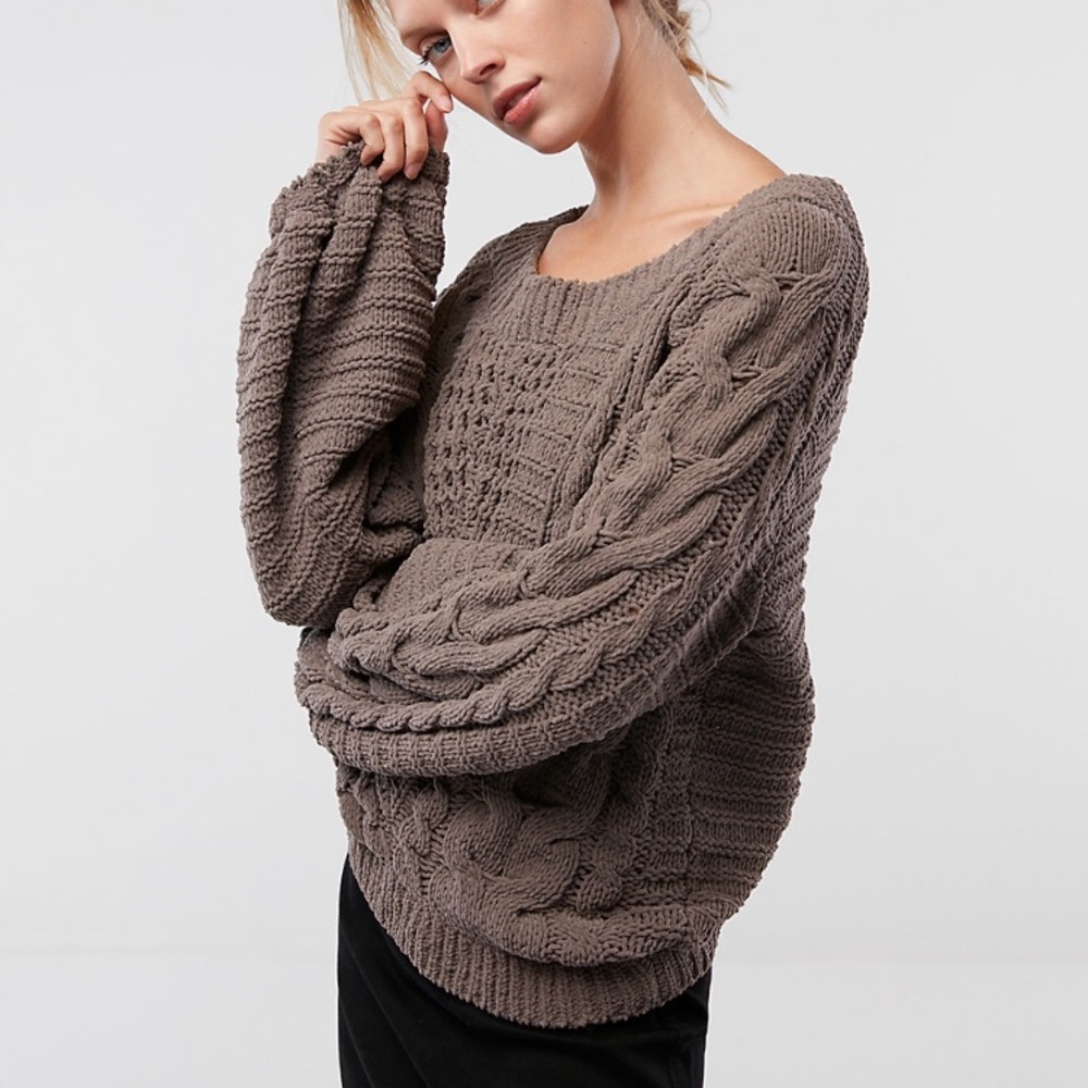 Chenille boatneck balloon sleeve sweater - Picture 2 of 5
